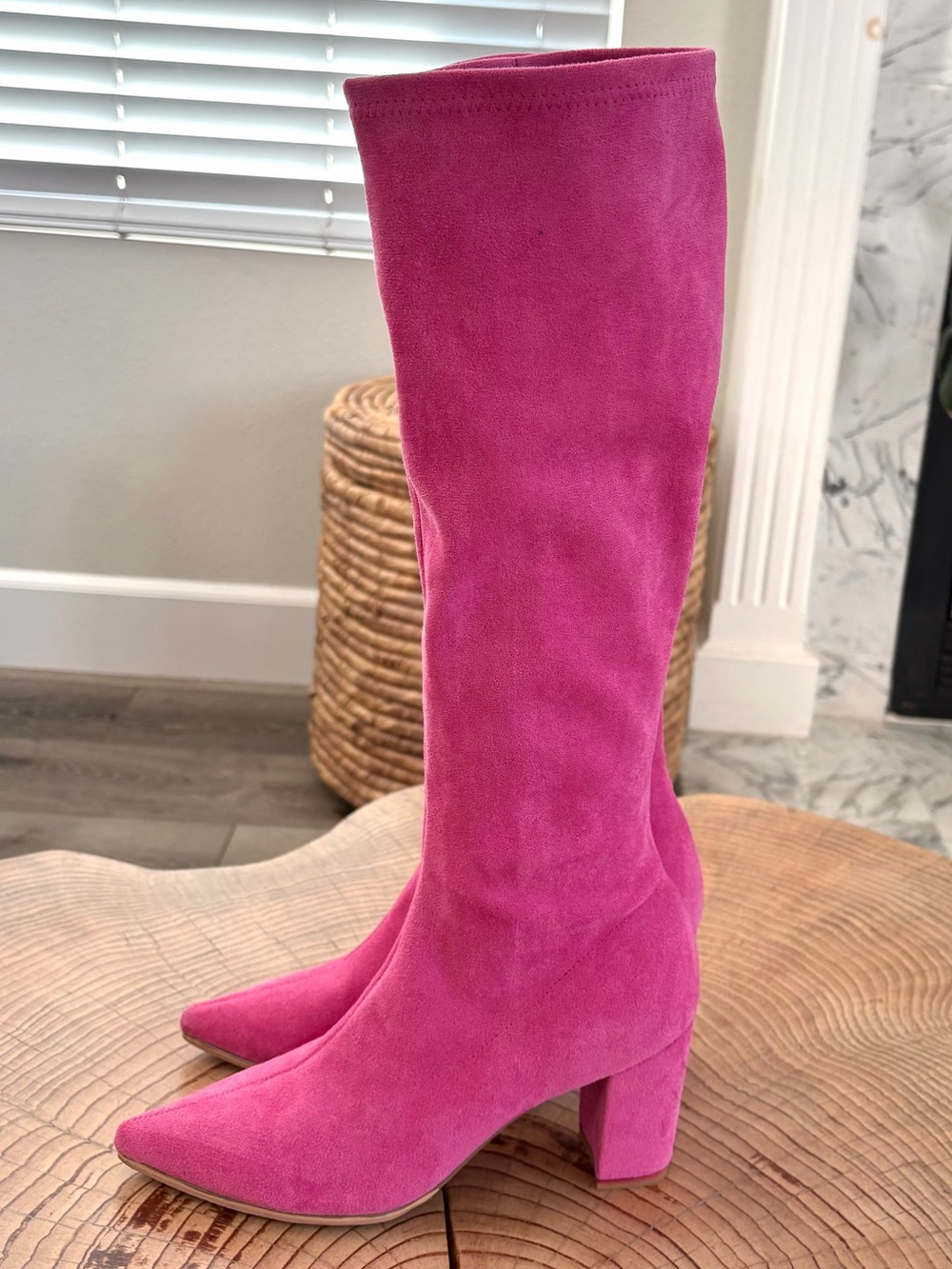 Silent D Pink Microsuede Knee High Boots Size 37 - Picture 5 of 8